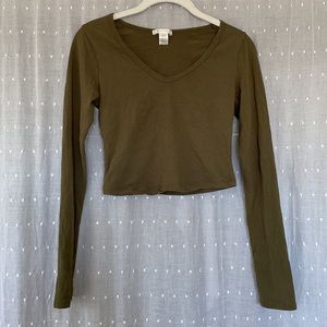 Bozzolo olive long-sleeve crop top, M